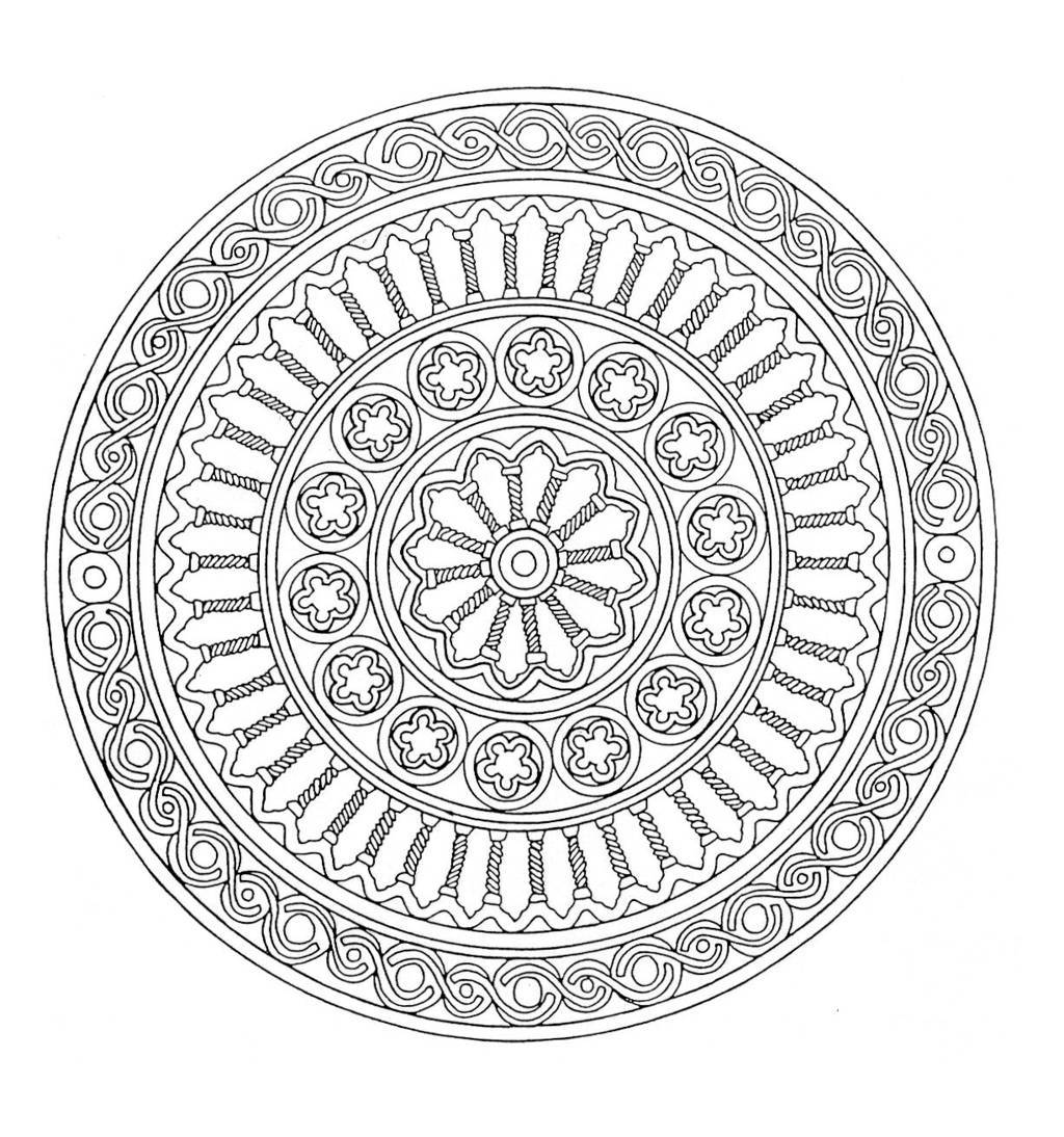 Coloriage Mandala géométrique pour adulte aux motifs floraux - Mandala à imprimer